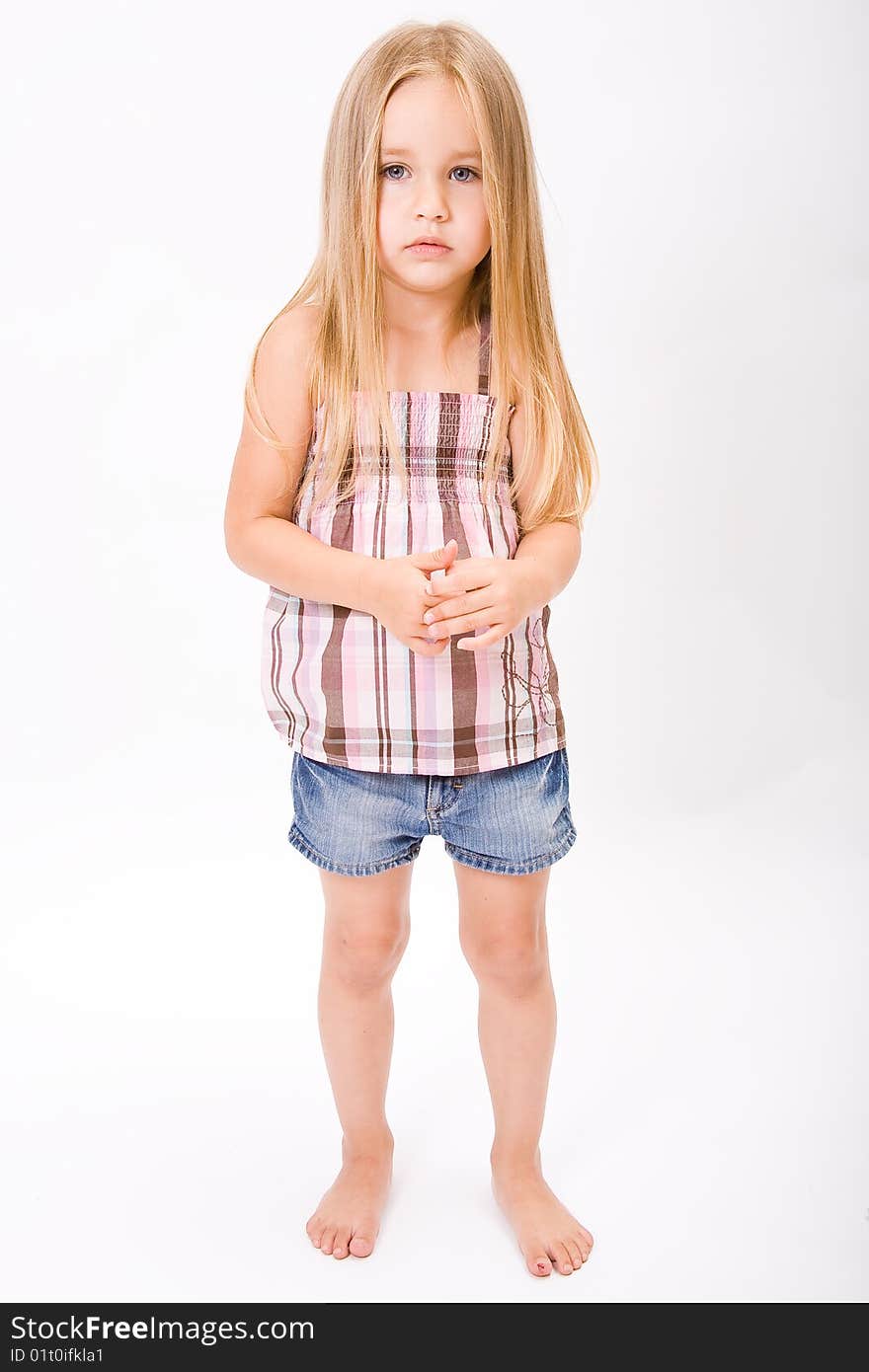 Beautiful little girl  with long blonde hair