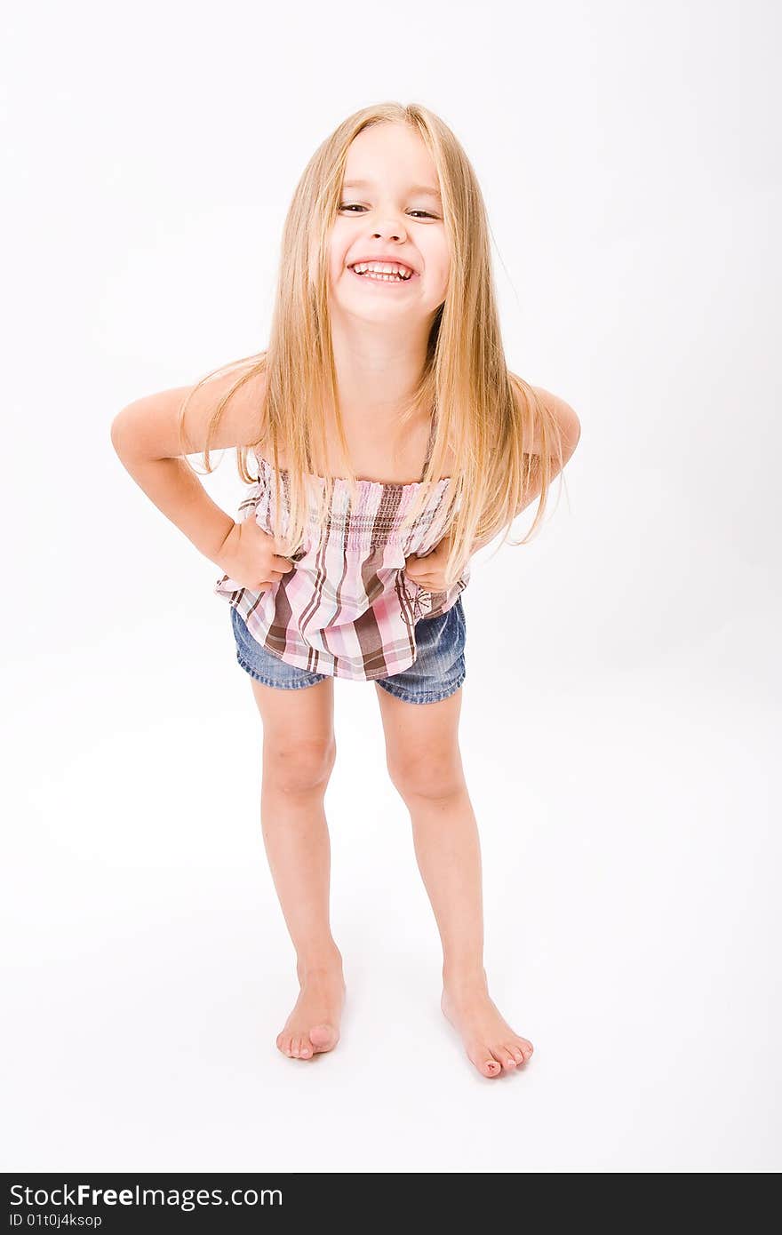 Beautiful little girl  with long blonde hair