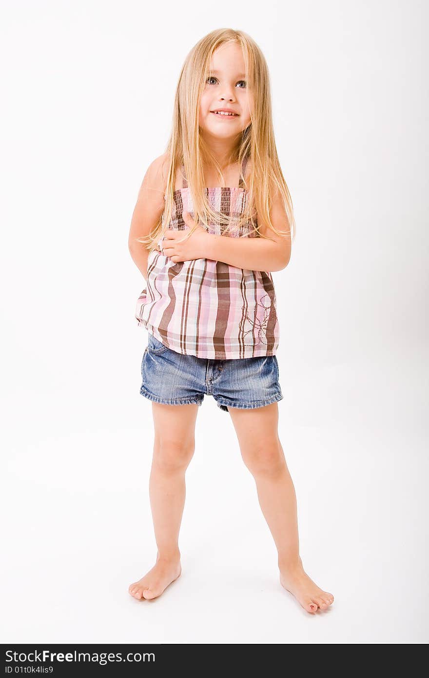 Beautiful little girl  with long blonde hair