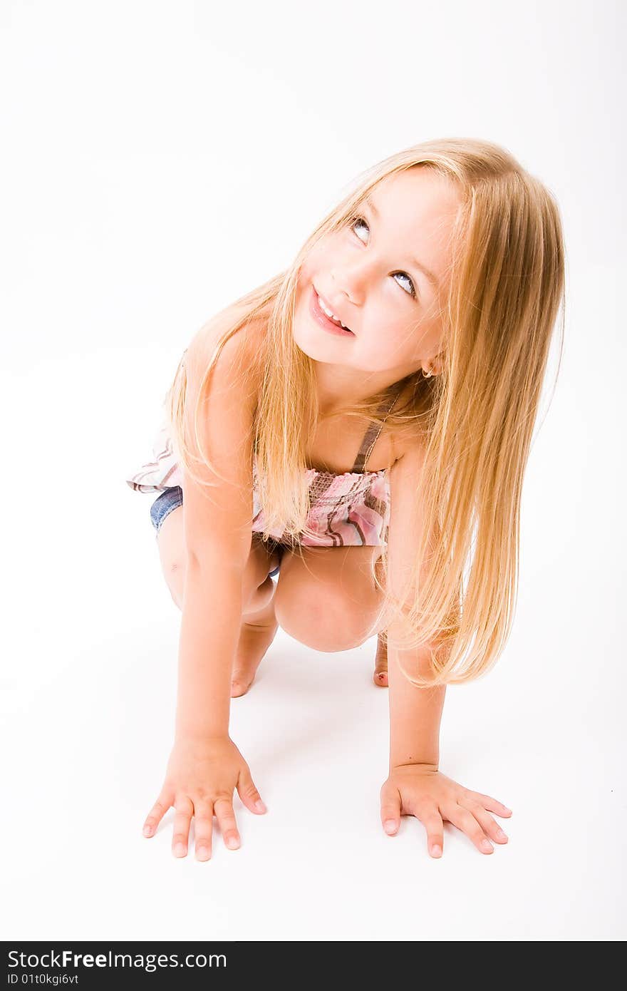 Beautiful little girl  with long blonde hair