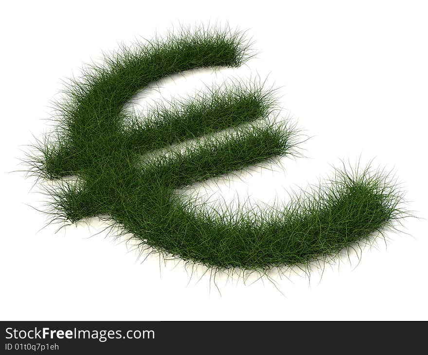 Euro sign of grass isolated on white background