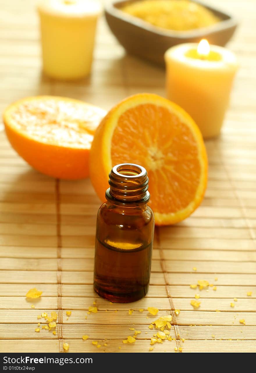 Bottle Of Essence Oil,  Oranges, Bath Salt A