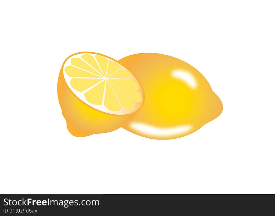 3D detailed illustration of two lemons