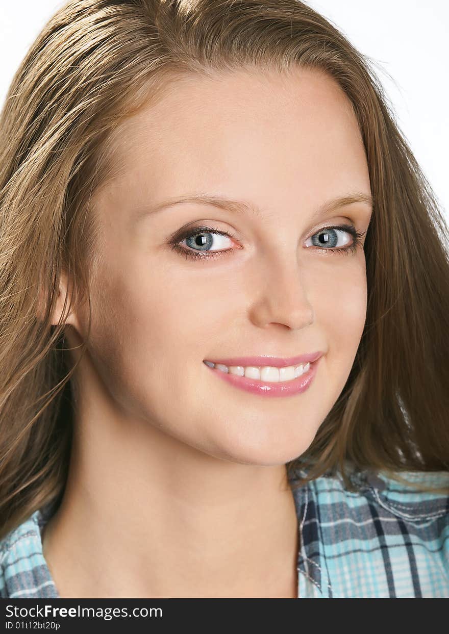 Facial portrait of smiling young woman. Facial portrait of smiling young woman