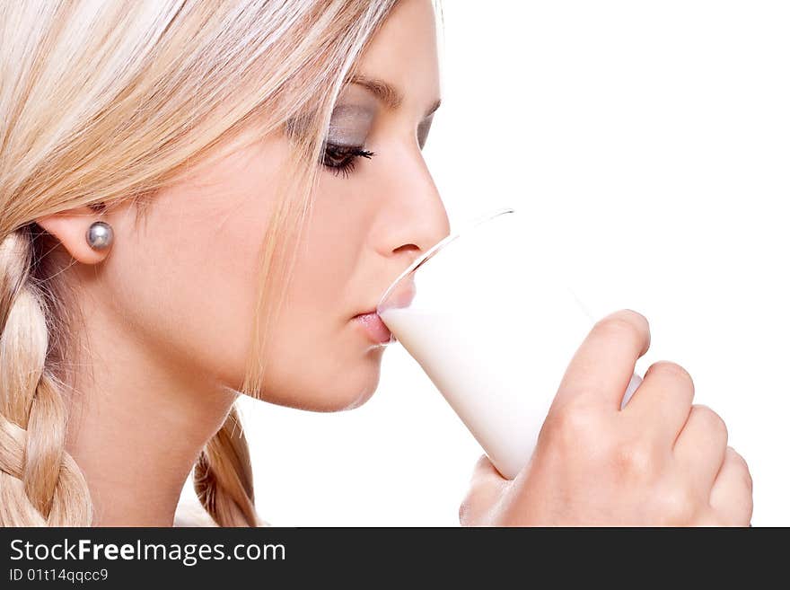 Beautiful Woman Drinking Milk