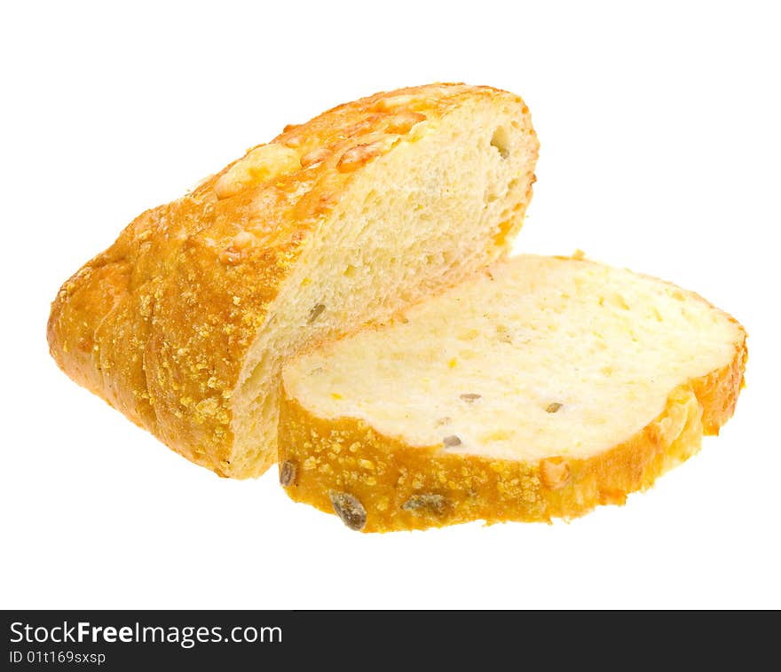 Sliced loaf of bread isolated on white background. Sliced loaf of bread isolated on white background