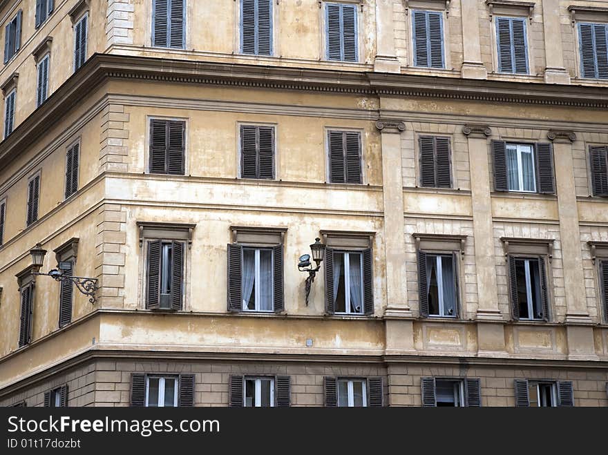 An apartments building - front view. An apartments building - front view