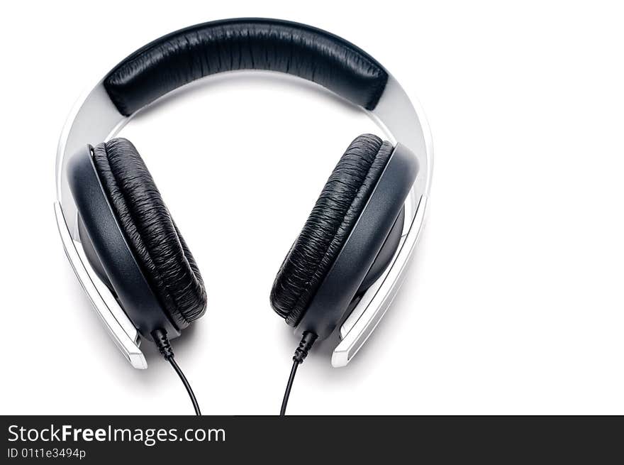 Headphones with black leather padding