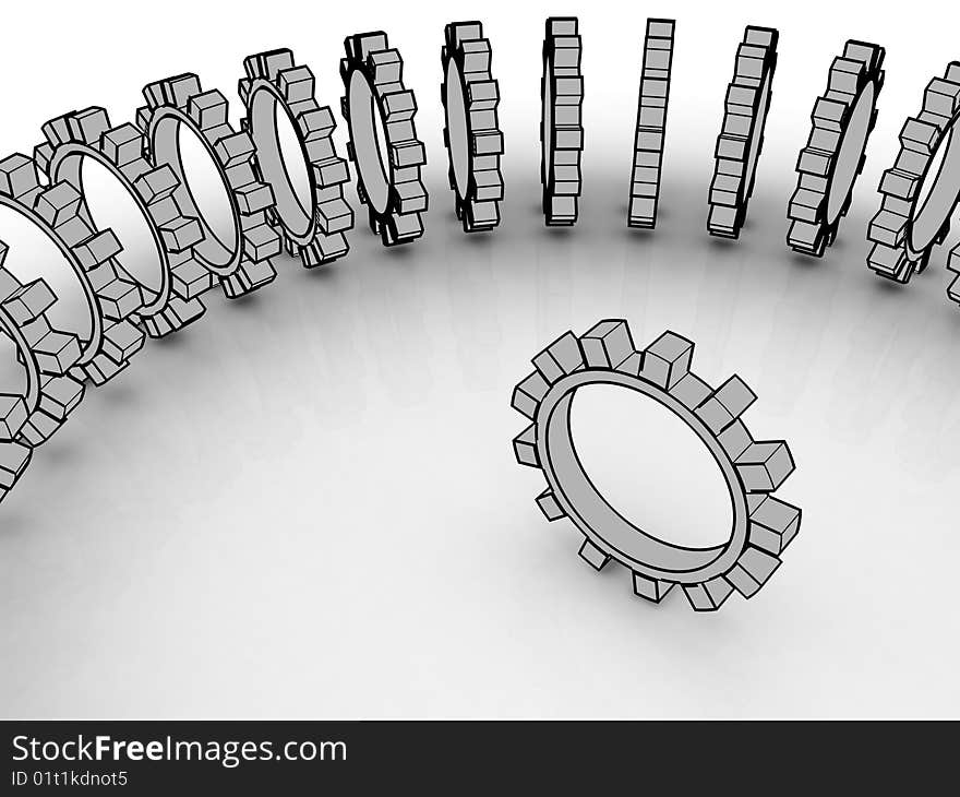 Gear on a white background for connection of mechanisms. Gear on a white background for connection of mechanisms