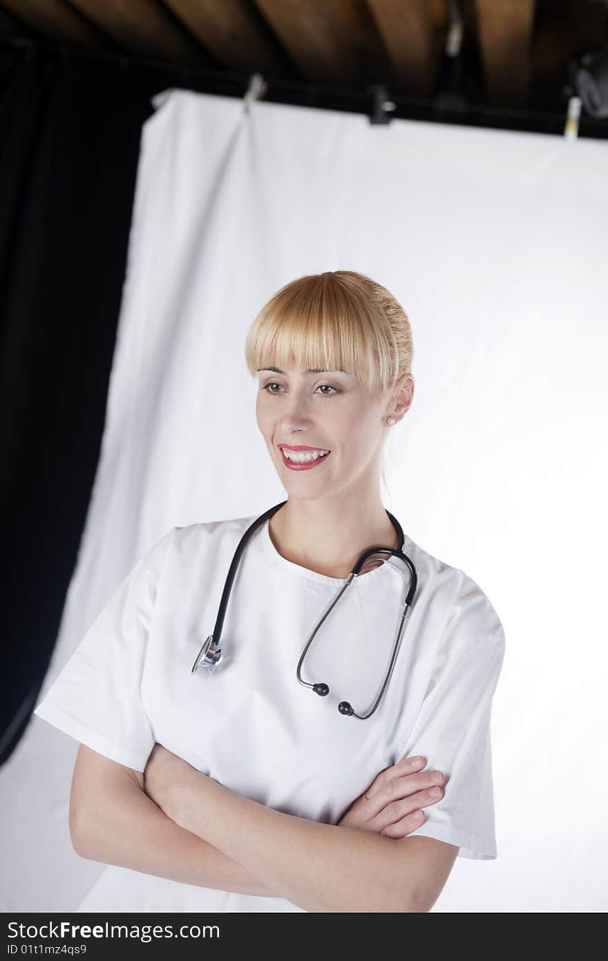 Attractive female medical doctor with stethoscope