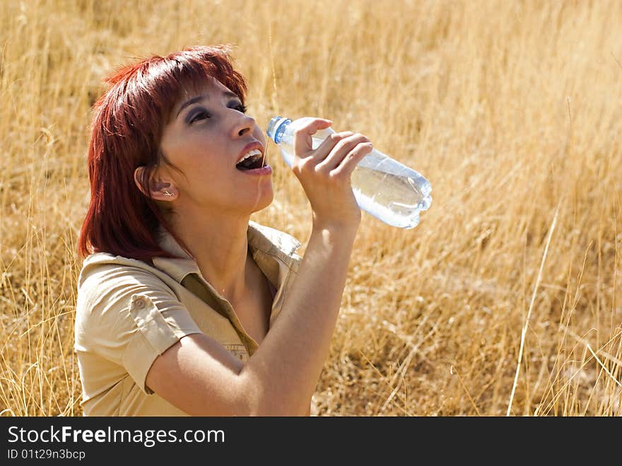 Woman enjoys water