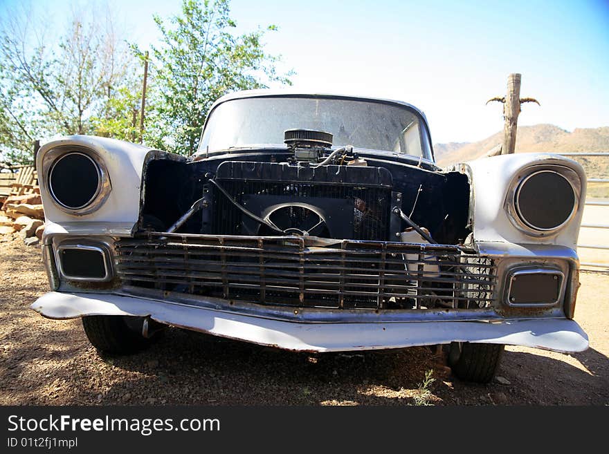 Old classical american car in desert , arizona area, USA