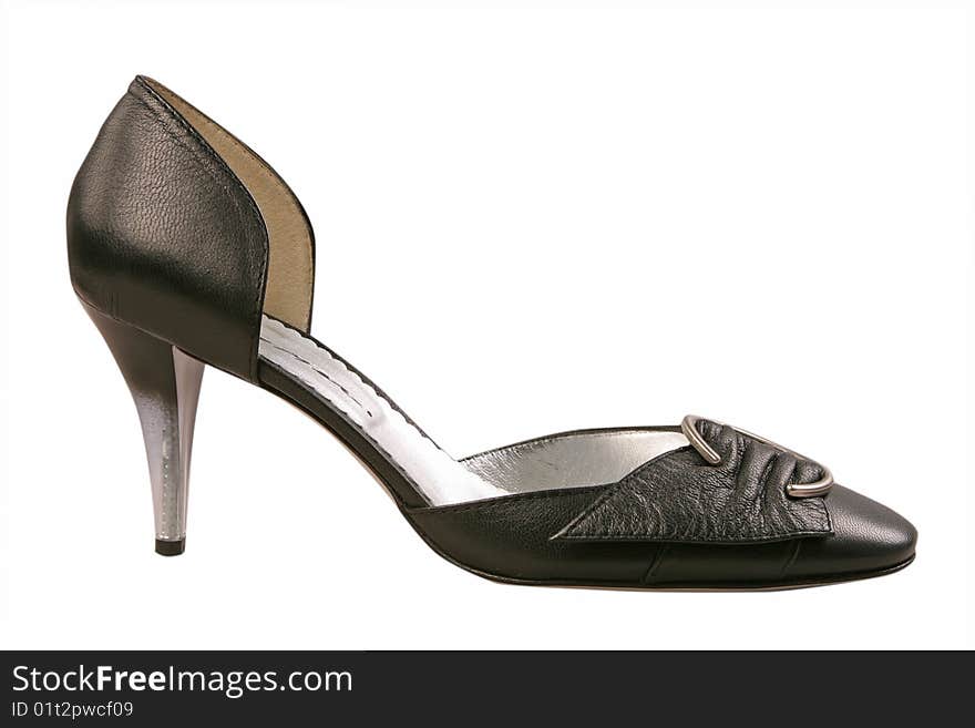 Black isolated women fashion shoe. Black isolated women fashion shoe