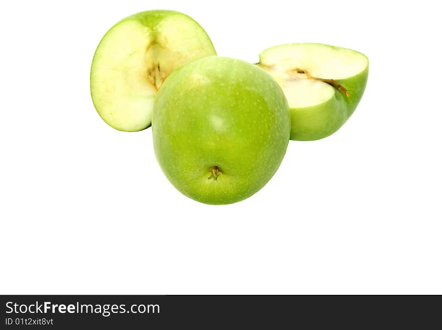 Green apples isolated on white background.