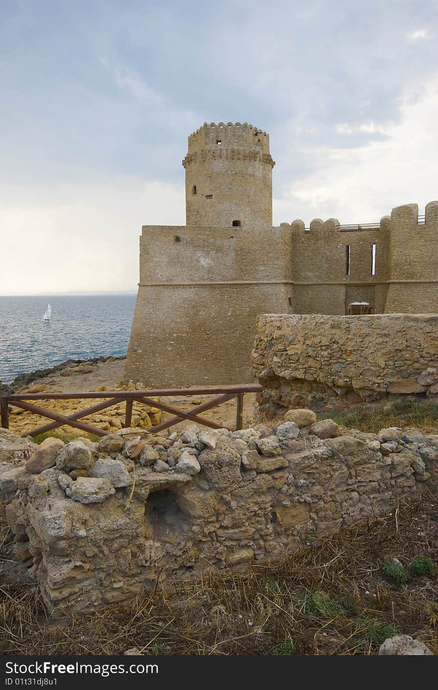 Inside the emotional castle in the sea of Le Castella in south of Italy. Inside the emotional castle in the sea of Le Castella in south of Italy