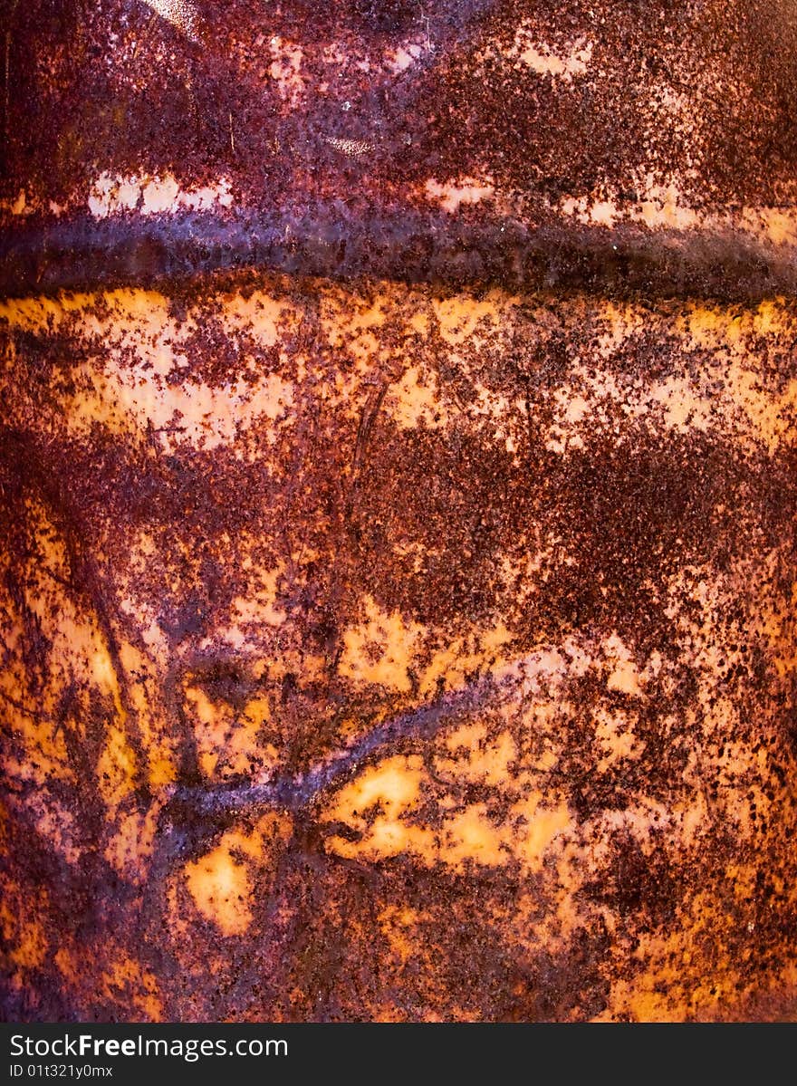 Fragment rusty metal a weathered container. Fragment rusty metal a weathered container