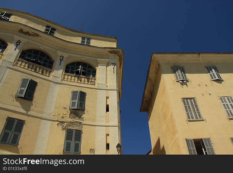 Old buildings in ile rousse corsica france