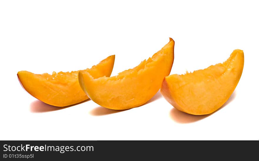 Mango and segments isolated on white background