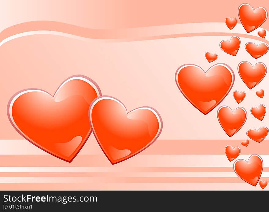 Pink background and hearts vector illustration. Pink background and hearts vector illustration