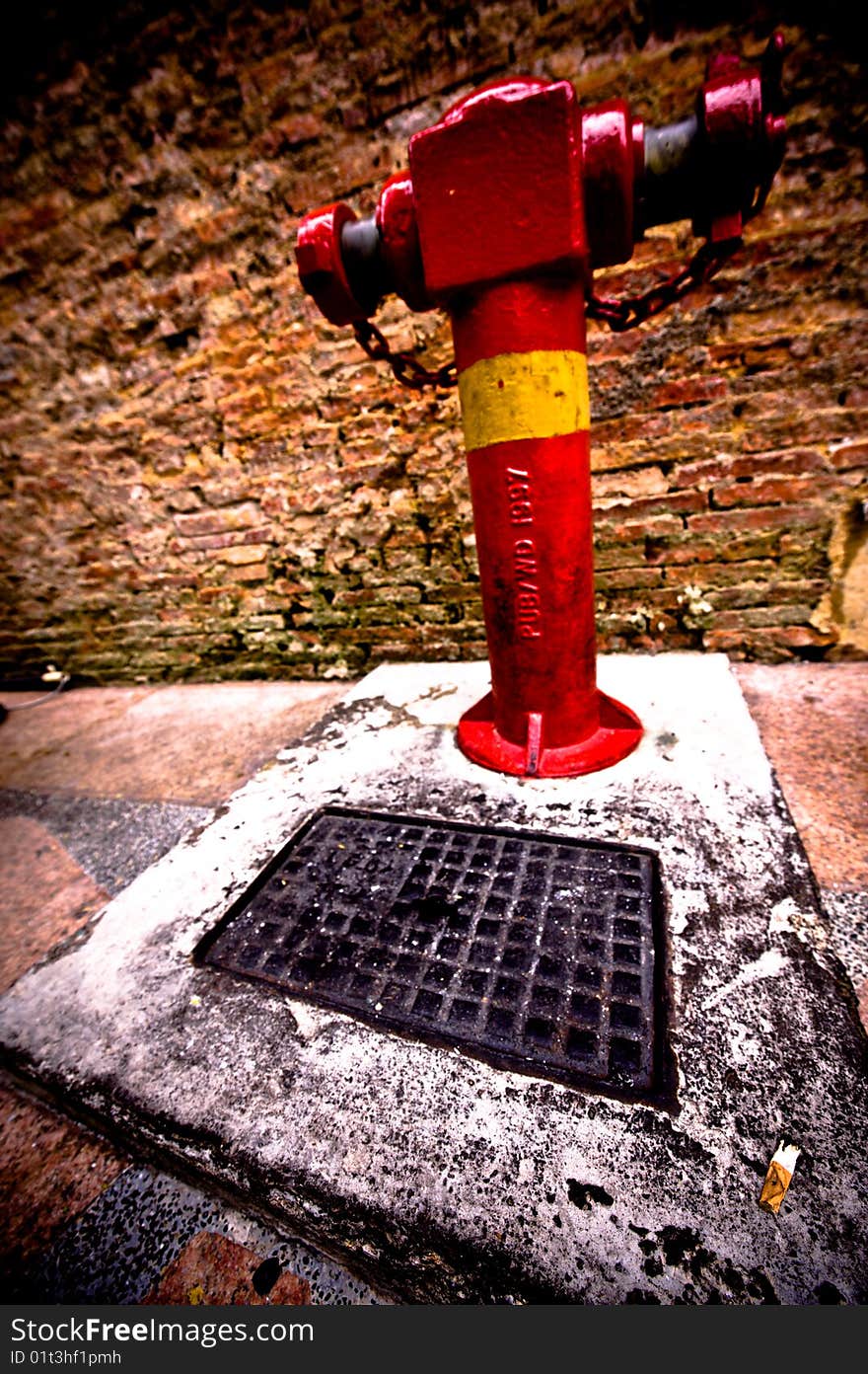 Red Hydrant and cigarette butt