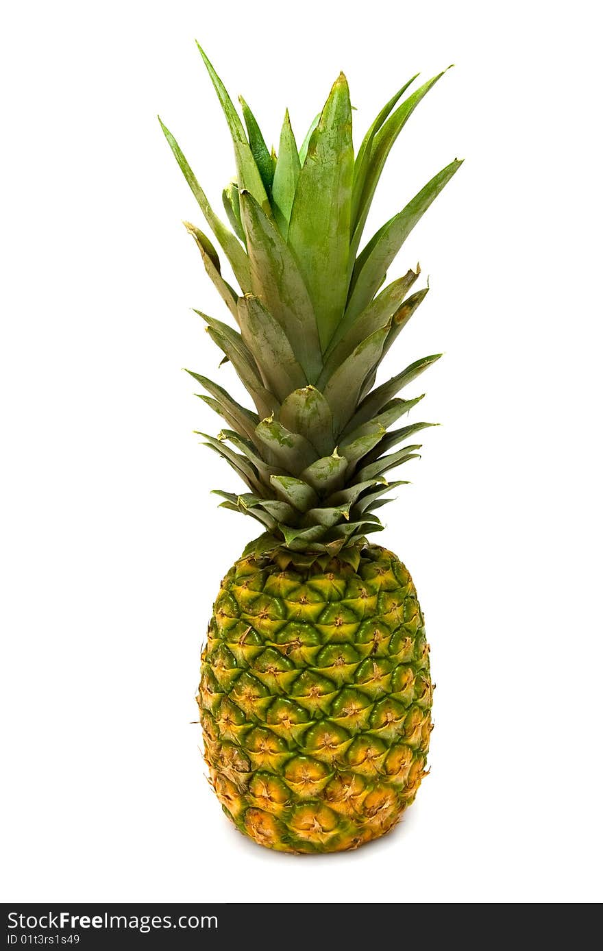 A ripe pineapple isolated on a white background