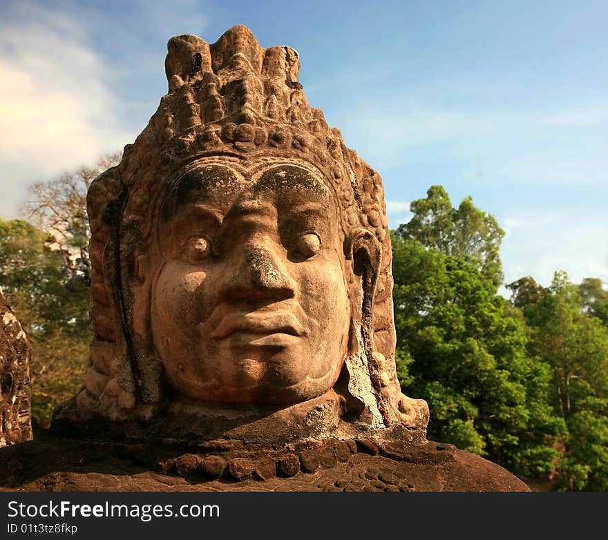 Angkor, 12 century, gigantic head. Angkor, 12 century, gigantic head