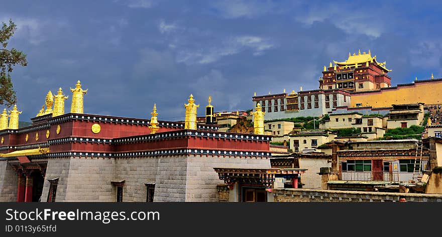 Tibetan Buddhist Temple, a temple library, located in the Shangri-La in Yunnan Province China. Tibetan Buddhist Temple, a temple library, located in the Shangri-La in Yunnan Province China.