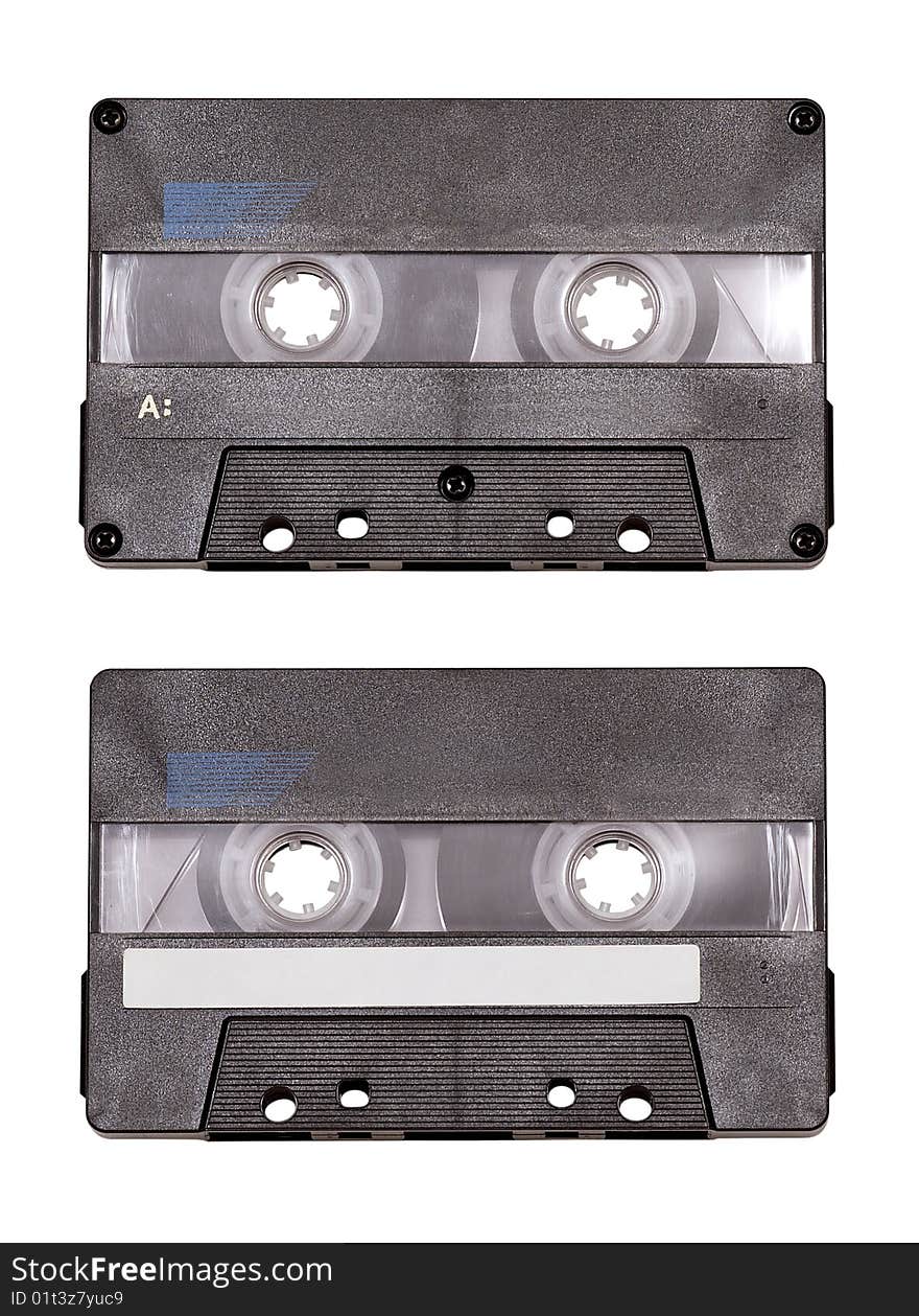 Audio cassette isolated on white background with clipping path