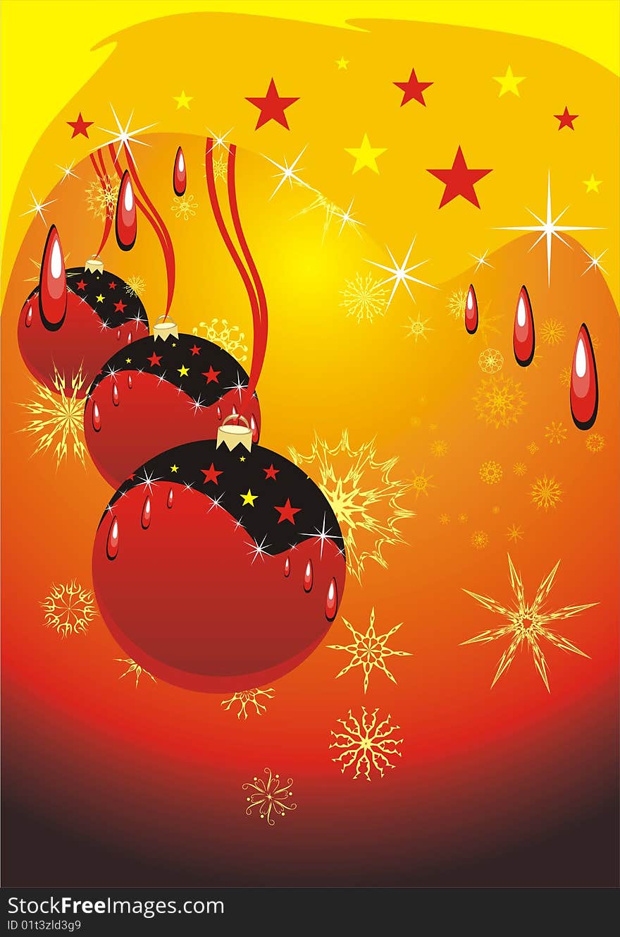 Snowflakes and Christmas balls. Background for card. Vector illustration