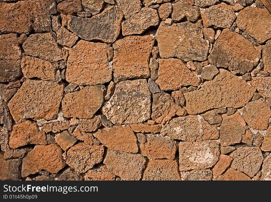 Stone wall from lava stones