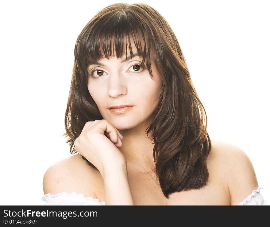 Portrait of woman with long dark hair. Portrait of woman with long dark hair