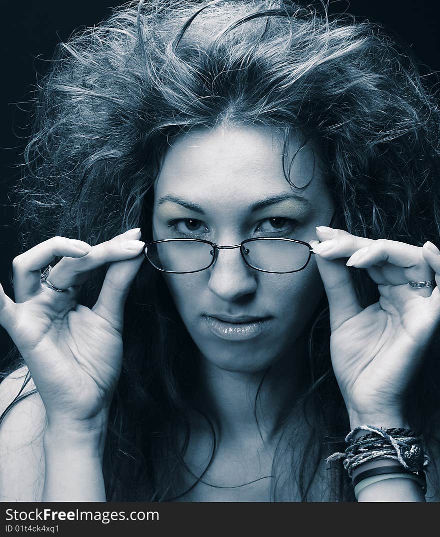 Student. Portrait of young woman with glasses