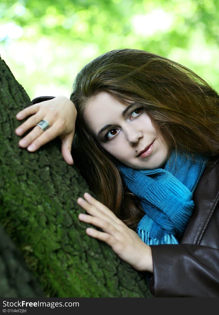 Portrait of pretty  plump woman with long dark hair. Portrait of pretty  plump woman with long dark hair