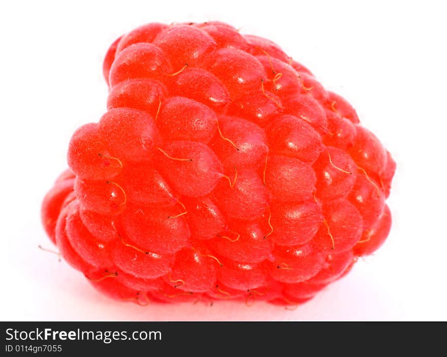 Fresh raspberry on white background