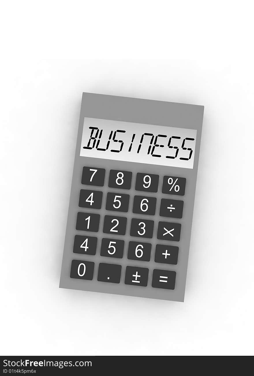 Calculator with word business - isolated 3d illustration