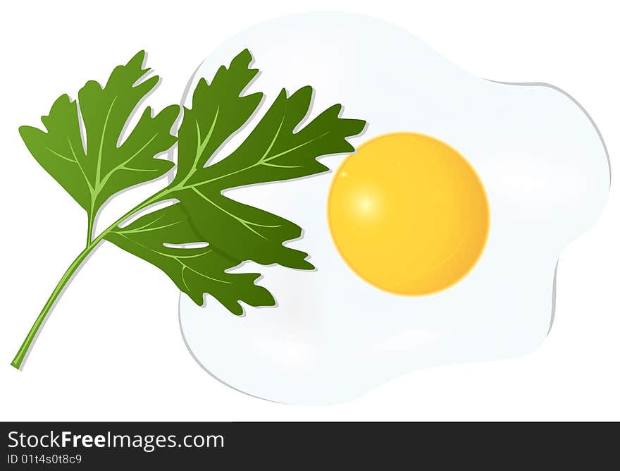 Fried egg with parsley