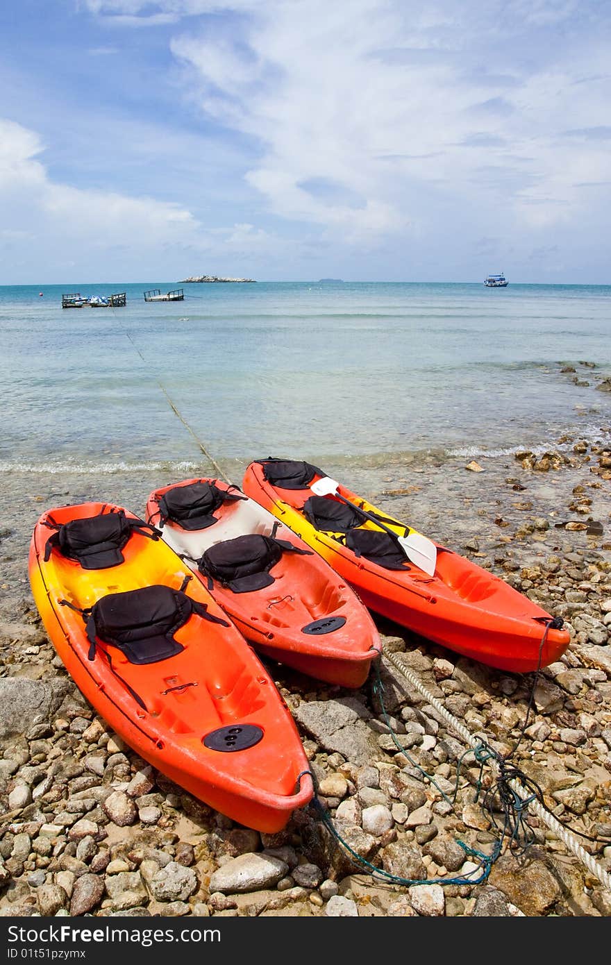 Boats On Beach Of Thailand