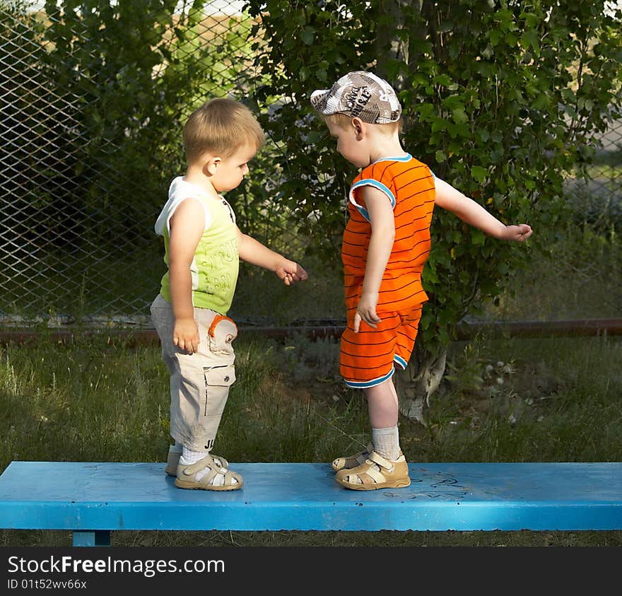 Two boys on walk in the summer. Two boys on walk in the summer