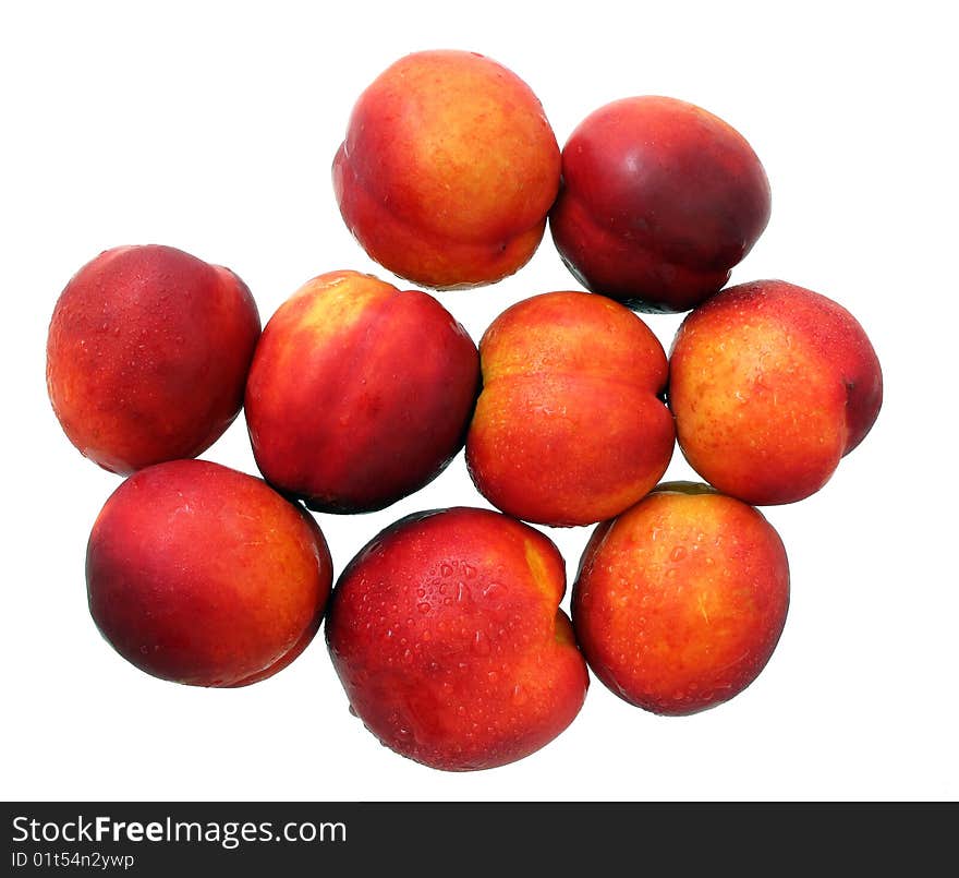 Fresh nectarines covered with droplets