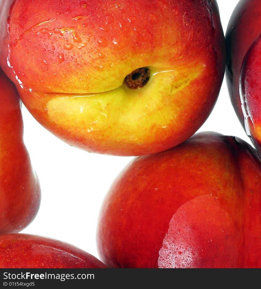 Close-up of nectarines in water