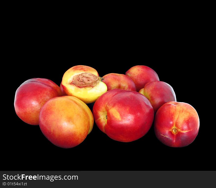 Fresh Nectarines isolated on black