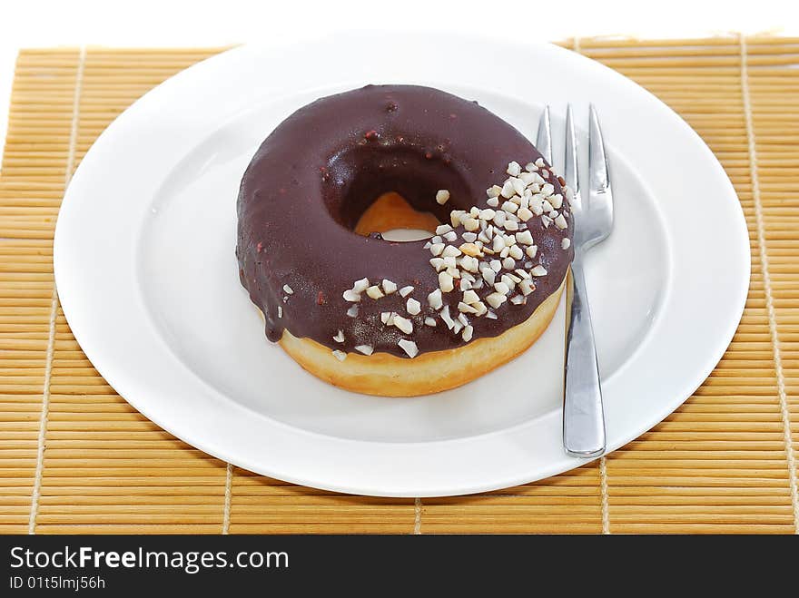 Peanut and Chocolate Donuts Tea Break. Peanut and Chocolate Donuts Tea Break