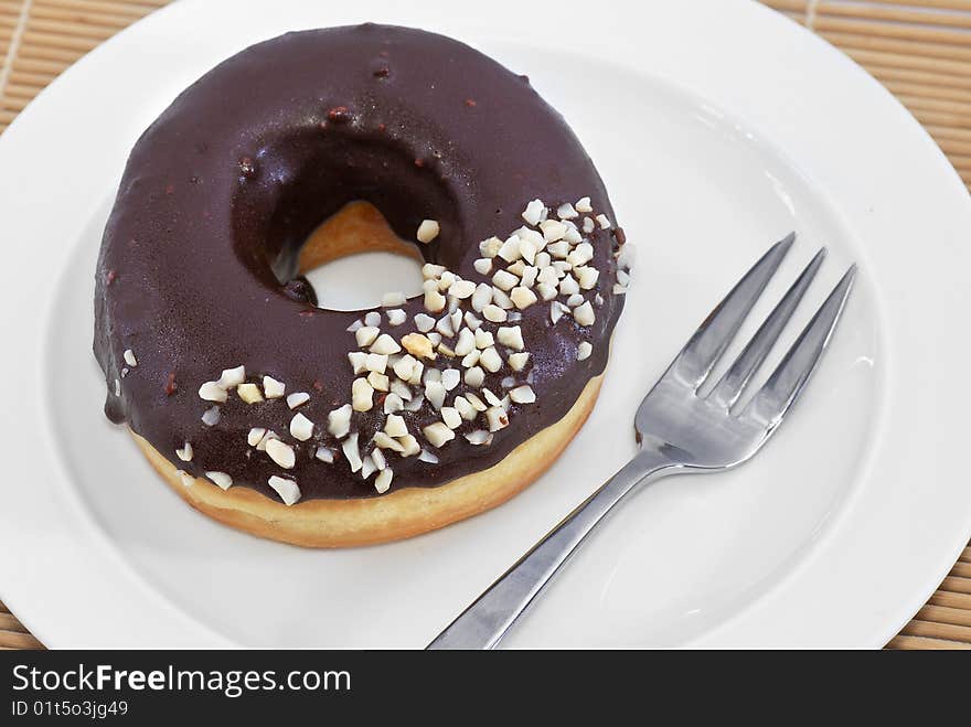 Peanut and Chocolate Donuts Tea Break. Peanut and Chocolate Donuts Tea Break