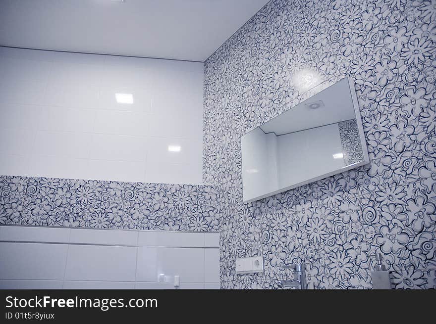 Great designed bathroom interior, cold tones