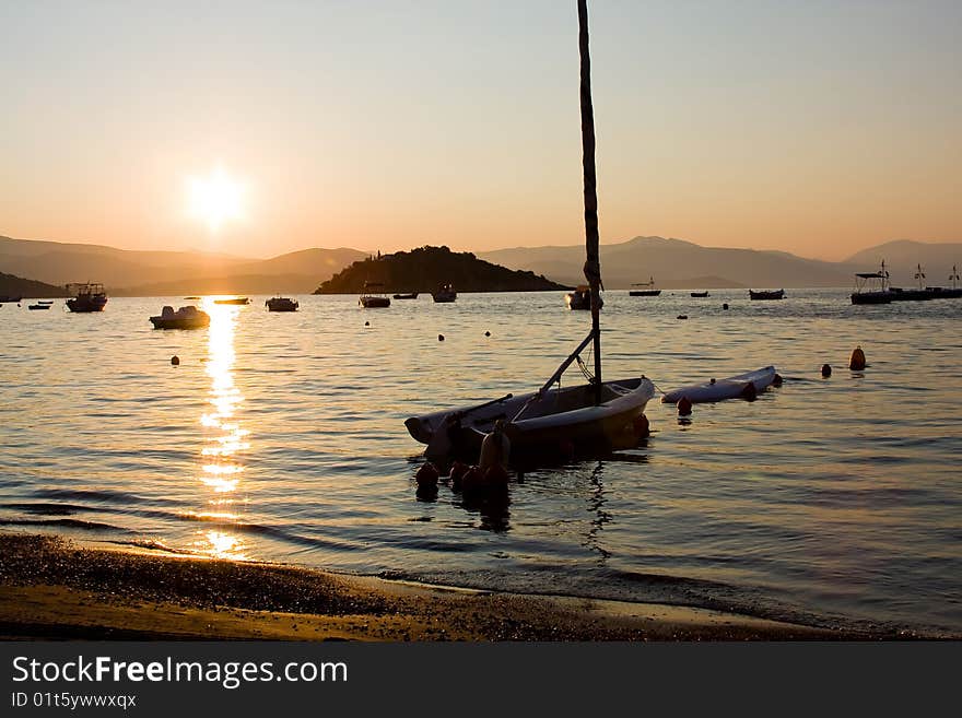 Landscape of an ocean at sunset. Landscape of an ocean at sunset