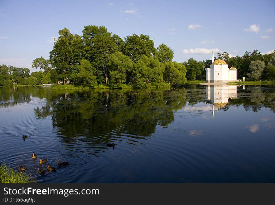 A view on the central lake in Tsarskoe selo. St. Peterburg region. A view on the central lake in Tsarskoe selo. St. Peterburg region.