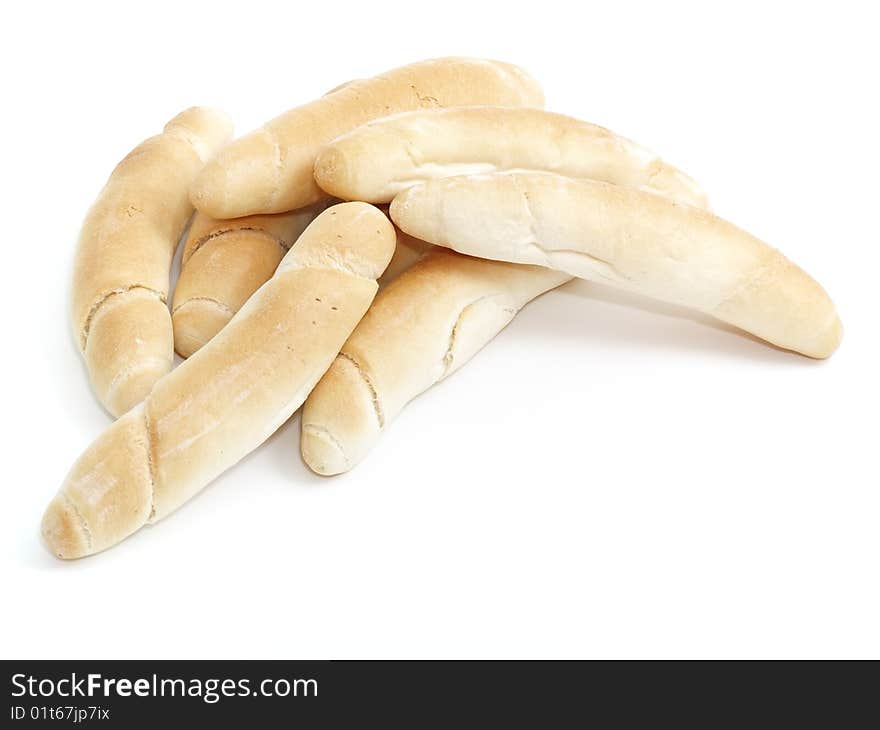 Milk crescent rolls isolated on white background