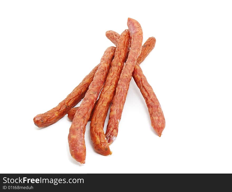 Hunter sausages isolared on white background