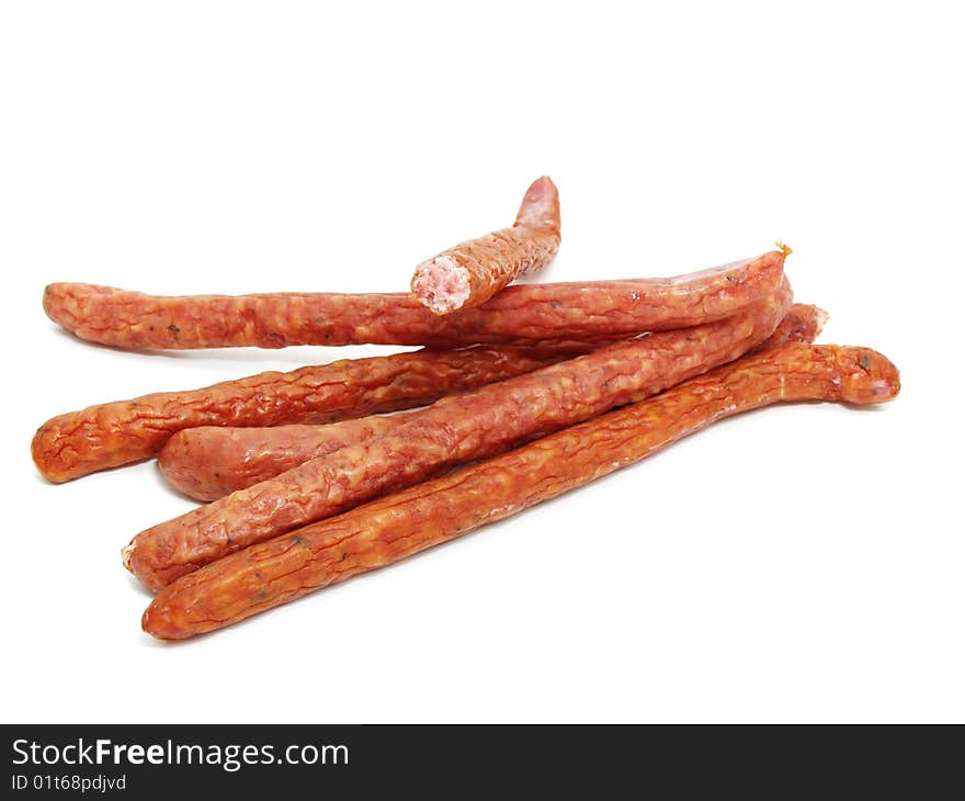 Hunter sausages isolared on white background