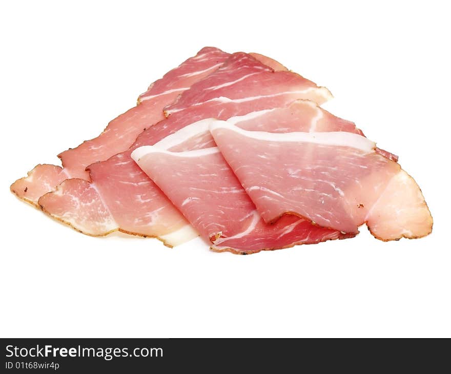 Smoked coldcuts isolated on white background